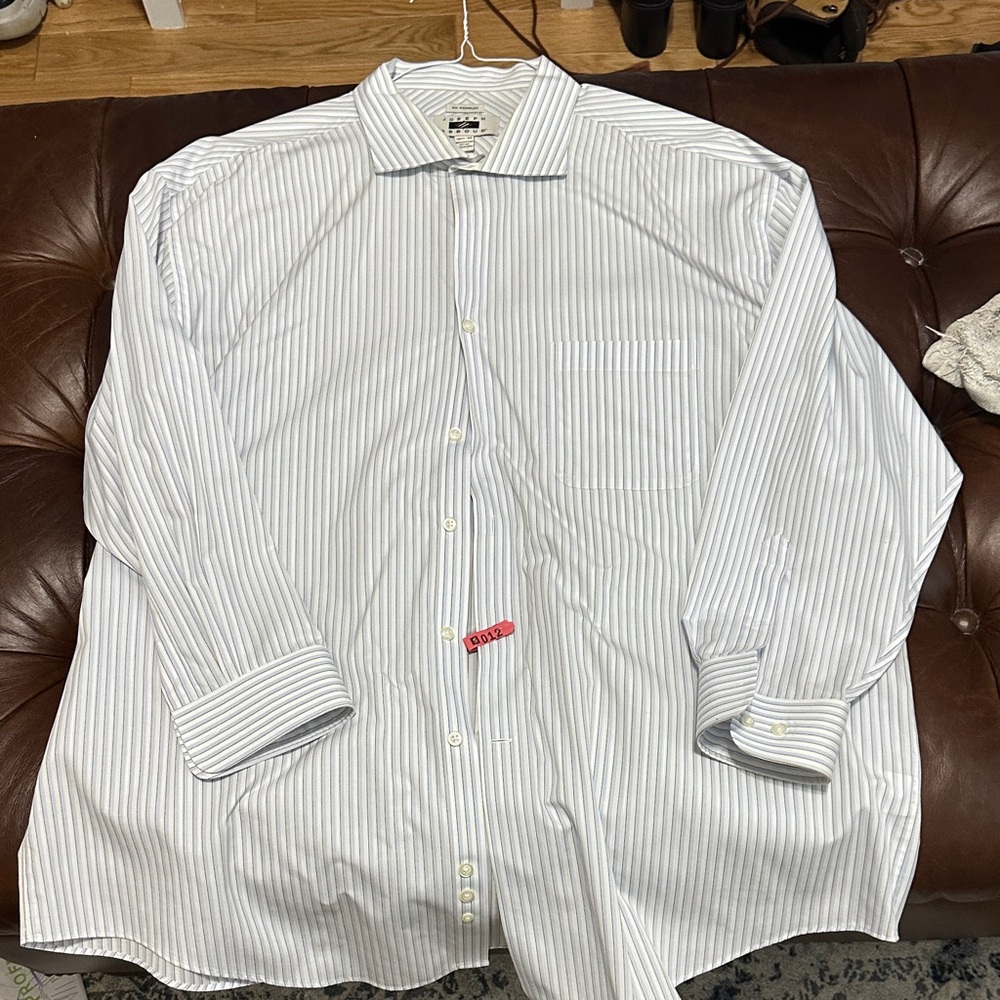 Joseph White and Blue Striped Dress Shirt